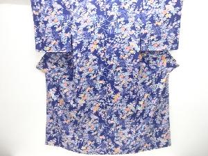 未使用品　仕立て上がり　波に花鳥扇模様小紋着物